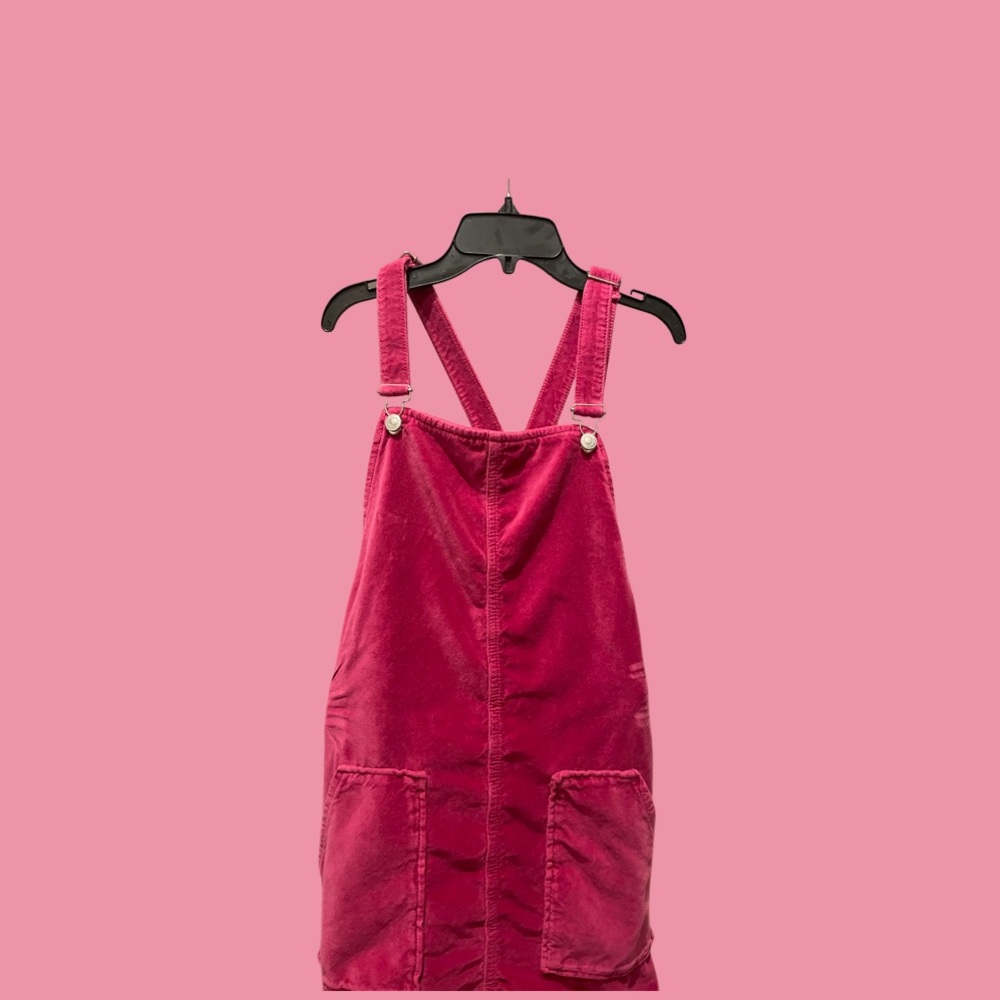 Velvet pink overall dress